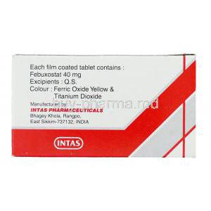 Fabulas, Generic Uloric, Febuxostat 40 mg Intas manufacturer