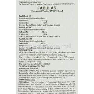 Fabulas, Generic Uloric, Febuxostat 40 mg information sheet 1