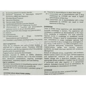 Ventab DXT, Generic Pristiq,  Desvenlafaxine 50 mg information sheet 3