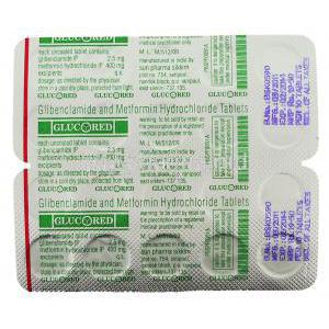 Glucored, Generic Glucovance, Glibenclamide 2.5 mg/ Metformin 400 mg packaging