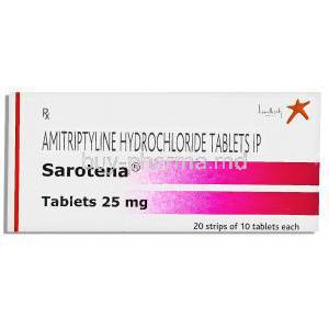 Sarotena, Generic Elavil, Amitriptyline, Tryptomer 25 Mg Tablets (Wockhardt )