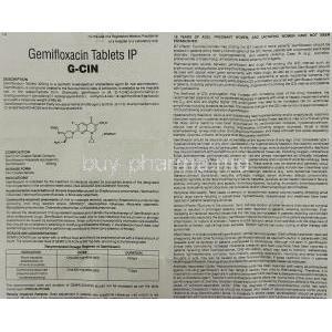 G-Cin, Generic  Factive, Gemifloxacin 320 mg information sheet 1