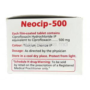 Neocip-500, Generic  Cipro, Ciprofloxacin  500mg Box Information