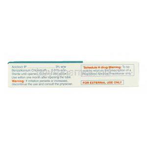 Acivir, Generic  Zovirax, Acyclovir Eye Ointment box composition