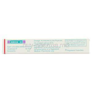 Rebose, Generic Precose, Acarbose 50 mg Box  information
