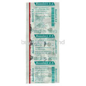 Rasalect, Generic Azilect, Rasagiline 0.5 mg packaging