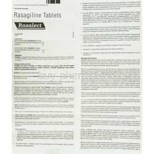 Rasalect, Generic Azilect, Rasagiline 0.5 mg information sheet 1