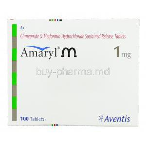 Amaryl M, Metformin 500 mg/ Glimepiride 1 mg  box