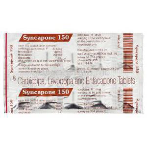 Syncapone, Generic Stalevo, Carbidopa 37.5 mg Levodopa 150 mg Entacapone 200 mg tablet