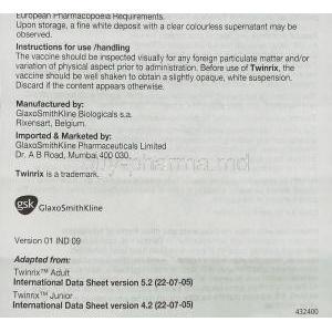 Twinrix Syringe Information Sheet 10