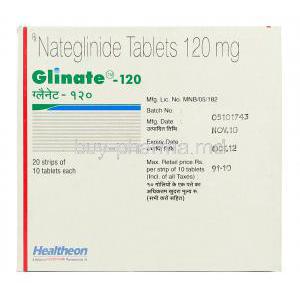 Glinate, Generic  Starlix, Nateglinide 120 mg