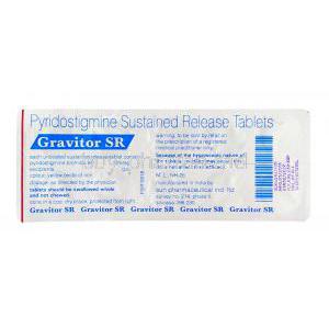 Gravitor SR, Generic  Mestinon SR, Pyridostigmine Bromide 180 mg packaging