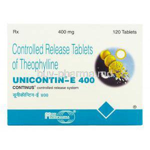 Unicontin-E, Generic  Uniphyl, Theophylline 400 mg box