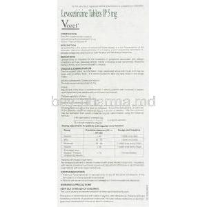 Vozet , Levocetirizine 5 mg information sheet 1