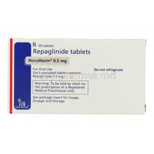 Novonorm, Repaglinide 0.5 mg box information