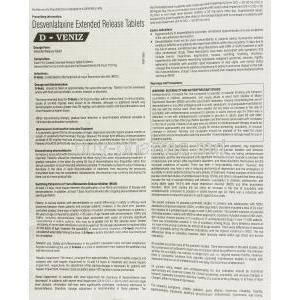 D-Veniz, Generic Pristiq,  Desvenlafaxine 50 mg information sheet 1