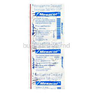 Mesacol, Generic Asacol, Mesalazine 400 mg  packaging