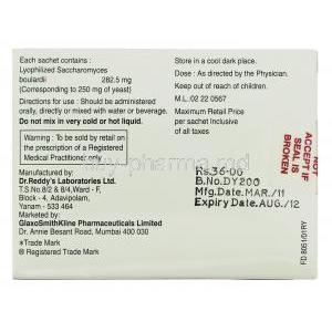 Stibs, Generic Florastor,  Saccharomyces Boulardii box information