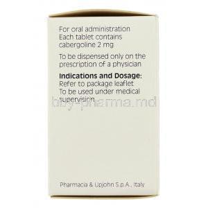 Cabaser Cabergoline 2 mg box information