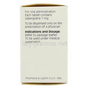 Cabaser Cabergoline 1 mg box information
