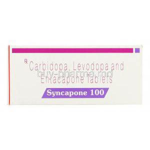 Syncapone, Generic Stalevo, Carbidopa 25 mg/ Levodopa 100 mg/ Entacapone 200 mg box