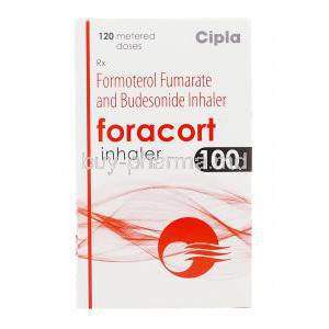 Foracort, Generic  Symbicort, Formoterol Fumarate 6 mcg/ Budesonide 100 mcg Inhaler box