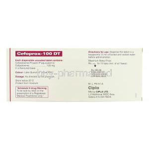 Cefoprox-DT, Generic  Vantin, Cefpodoxime  100 mg Cipla