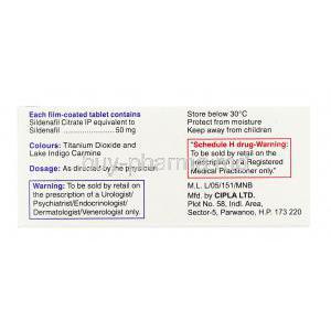 Suhagra, Sildenafil 50 mg box information