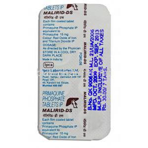 Malirid-DS,  Primaquine 7.5 Mg Tablet (Ipca)