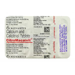 Citromacalvit, Calcitrol/ Calcium packaging