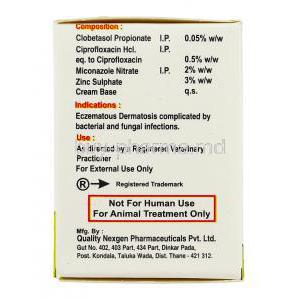 Dermiheal, Miconazole Nitrate 2%/ Ciprofloxacin HCl 0.1 %/ Clobetasol propionate 0.025 % Ointment box composition