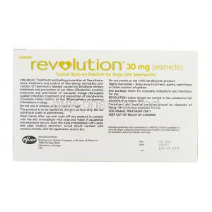 Revolution for Dog  Topical Spot On Solution 12% Selamectin 30 mg for dogs (2.6 kg -5 kg) box information