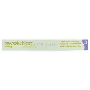 Revolution for Dog  Topical Spot On Solution 12% Selamectin 30 mg for dogs (2.6 kg -5 kg) 3 tubes