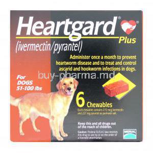 Heartcare Plus Chewable Ivermectin  272mcg+ Pyrantel Pamoate 227mg for Large dog (51-100 lbs)