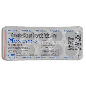 Generic Singulair, MONTAIR, Montelukast 4 mg Chewable Tablet (Cipla)