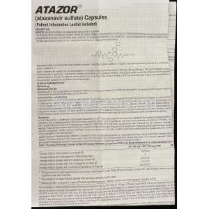 Atazor, Generic Reyataz, Atazanavir 200 mg information sheet 1