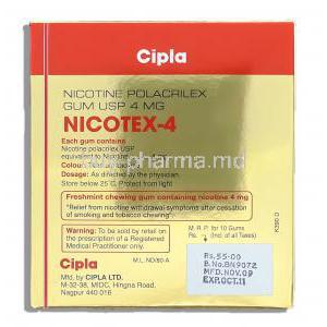 Nicotex, Nicotine  4 mg Gum Cipla