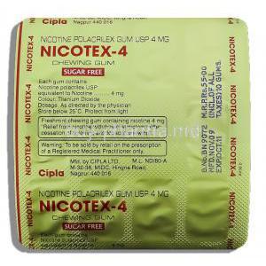 Nicotex, Nicotine 4 mg Gum packaging