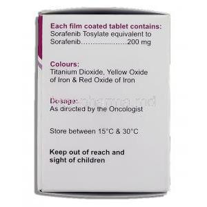 Soranib, Generic  Nexavar, Sorafenib  200 mg box information