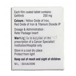 Geftinat, Generic Iressa, Gefitinib 250 mg box composition