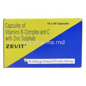 Zevit, Vitamins B-Complex and C with Zinc Sulphate box