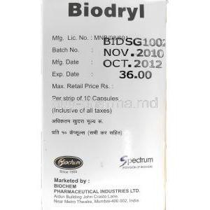 Biodry, Generic Benadryl, Diphenhydramine  25 mg BioChem