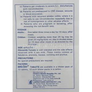 Amicline, Diloxanide 500 mg information sheet 2