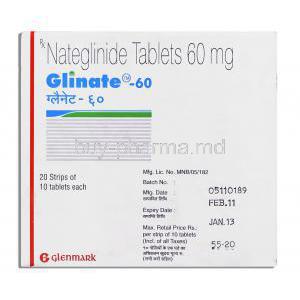 Glinate, Generic Starlix, Nateglinide 60 mg Glenmark