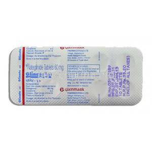 Glinate, Generic  Starlix, Nateglinide 60 mg packaging