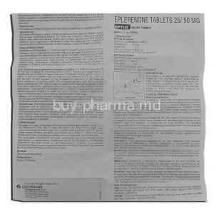 Eptus, Generic Inspra,  Eplerenone 50 mg information sheet 1