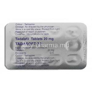 Tadasoft, Tadalafil packaging