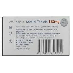 Generic Betapace, Sotalol 160 mg box information
