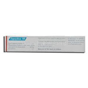 Zipsydon, Generic Geodon, Ziprasidone 40 mg box composition