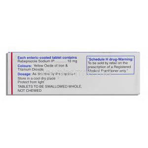 Rabicip, Generic  Aciphex, Rabeprazole  10 mg box composition